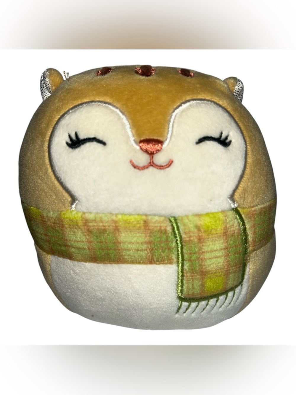 Squishmallows Erin the Squirrel Plush 5” Green Plaid Scarf Holiday Winter